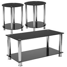 End Table Set With Glass Tops