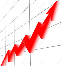 A Red Arrow Rising Graphic Chart With Black Grid And White Background