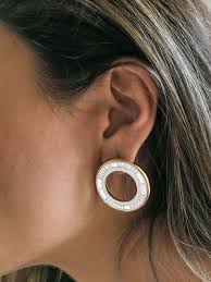 signature ring coin earrings two tone