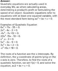 Quadratic Functions Requires