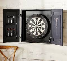 dartboard wood cabinet game set black