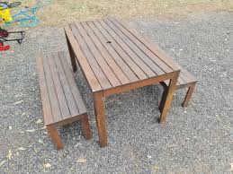 Wooden Outdoor Table And Bench Set