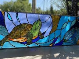 Stained Glass Sea Turtle Terrapin Fish