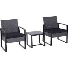 Rattan Patio Bistro Set 2 Chairs