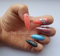 12 hand painted gel false nails extra