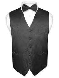 paisley design dress vest bow tie