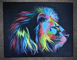 Rainbow Lion Painting Face Profile