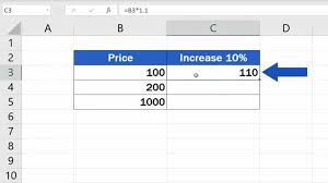 calculate percene increase in excel