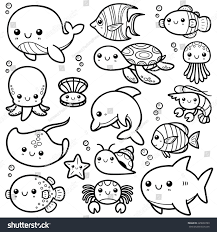 How to draw a cartoon sea animals. Vector Illustration Of Sea Animals Cartoon Coloring Book Cute Cartoon Drawings Coloring Books Cartoon Sea Animals