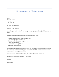 fire insurance claim letter 101