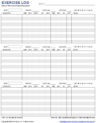 free printable exercise log and blank