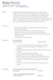 Security Officer Resume 53 Life Unchained