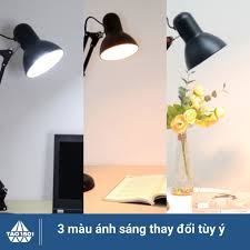 Đèn học Đèn bàn làm việc có đế tròn và kẹp bóng LED 9w đổi màu 3 chế độ ánh  sáng - Đèn bàn