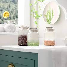 Glass Canisters Set For Kitchen Counter