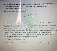Points Quadratic Equation Solver