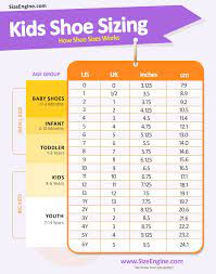 kids shoe size chart by age shoe size