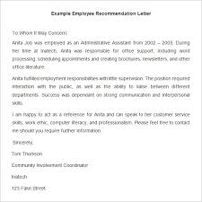 employee recommendation letters