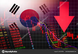 South Korea Stock Exchange Market Crisis Red Market Price