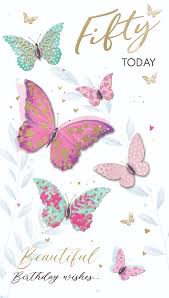 female 50th birthday card embellished