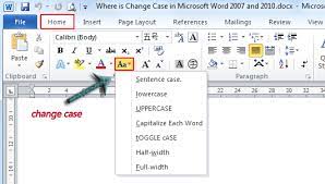 change case in microsoft word 2007