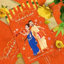 Whether you're planning a traditional hindu or updated celebration, our indian wedding invitations offer you a variety of styles to choose from that honor the rich culture of india. Caricature Wedding Invitation Design For Indian Weddings Sporg Stores