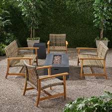 Augusta Outdoor Acacia Wood And Wicker