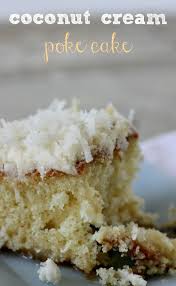 coconut cream poke cake uses cream of coconut and sweetened condensed milk to make it