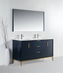 Tennant brand larvotto navy blue finish double sink bathroom sink vanity will accent any bathroom. Divani 60 Gloss Blue Double Sink Vanity