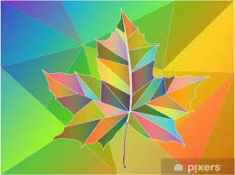 Sticker Vector Stained Glass Maple Leaf