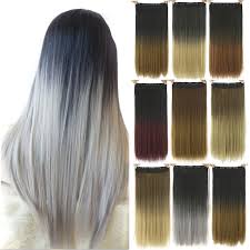 Place the color combination on your hair as you'd like to create the ombre effect. Soowee Long Straight Black To Gray Natural Color Women Ombre Hair High Tempreture Synthetic Hairpiece Clip In Hair Extensions Aliexpress