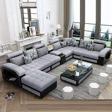 5 seater velvet designer u shaped sofa