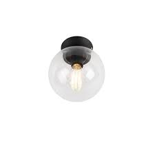 Art Deco Ceiling Lamp Black With Clear