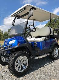 2021 Pearl Blue Metallic Club Car Onward Lithium Ion Lifted 4 Passenger Lifted Ptv Custom Golf Cart