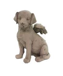 Stone Angel Dog Figurine Port