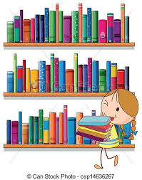 A Little Girl In The Library Illustration Of A Little Girl In The