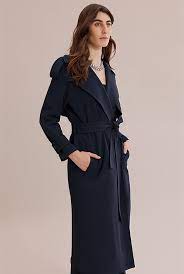 Navy On Detail Trench Coat