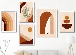 Wall Art Set Of 5 Abstract Boho Art Set
