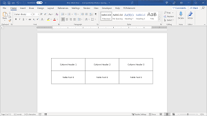 center text in a microsoft word table