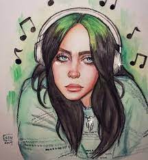 Desenho Billie Eilish fones de ouvido | Desenhos de celebridades, Billie  eilish, Desenho de rosto