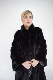Plus Size Coat Superior Black Mink Fur