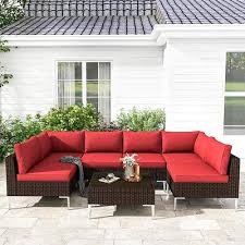 Conversation Set With Wine Red Cushions