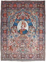 antique pictorial kirman rug persia