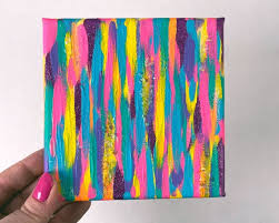 Abstract Rainbow Neon Painting 5x5 Mini