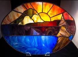 Large Mountain Landscape Stained Glass