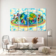 Planet Earth Canvas Rainbow Art Wall