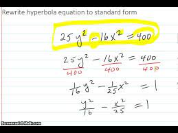 rewrite hyperbola equation to standard