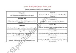 Worksheets and no prep teaching resources literature units. English Worksheets Ruby Bridges Timeline