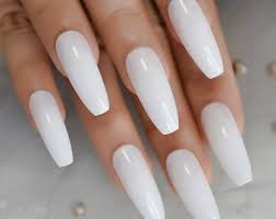 Whether it's super long or just short coffin nails, if you are looking for an enviable spectraflair design, this is really it! White Coffin Nails Etsy