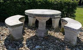 Piece Concrete Garden Table