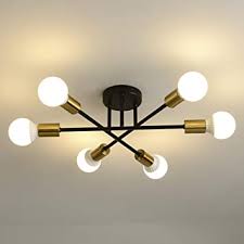 Inspired by art deco commercial lights, it features a distinctive shade of. Mid Century Modern 6 Light Sputnik Chandelier Light Fixture Nordic Personality Ceiling Light Semi Flush Mount Ceiling Lamp Black And Brushed Antique Gold Geometric Pendant Lighting Indoor Lighting Chandeliers Amazon Canada